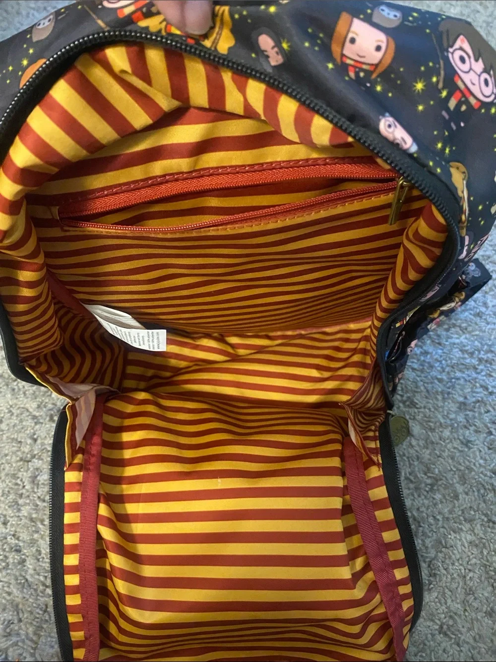 Ju-Ju-Be Harry Potter Lined Backpack — Red and Yellow Striped Interior